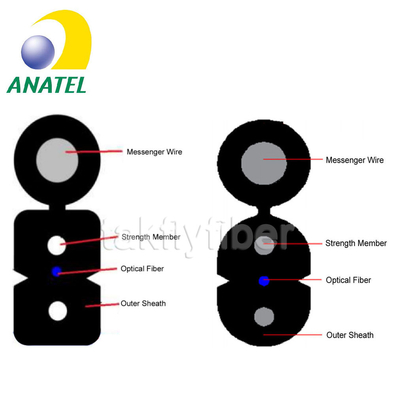 ANATEL ได้รับการอนุมัติ 1C 2C 4C G657A สายเคเบิลวาง FTTH แบบแบน GJYXCH สายเคเบิลไฟเบอร์แบบวางสายเหล็กแบบแบน