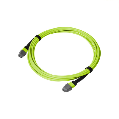 Multi Mode 24-Fiber Lime Green MPO MTP Cable สายไฟฟ้าไฟฟ้าออปติก 20m ความยาว ระยะอุณหภูมิที่ดีที่สุด