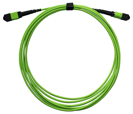 สายไฟเบอร์ออปติก 24 สาย MPO MTP สายไฟเบอร์ออปติก In Lime Green LSZH Jacket