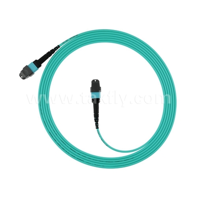 16 Core SM MM MPO MTP สายพานกระโดดไฟเบอร์ออปติกสําหรับศูนย์ข้อมูล FTTX สามารถปรับแต่งได้