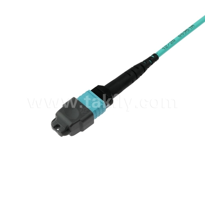 16 Core SM MM MPO MTP สายพานกระโดดไฟเบอร์ออปติกสําหรับศูนย์ข้อมูล FTTX สามารถปรับแต่งได้