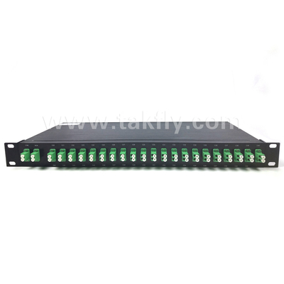 100GHz AWG 40CH DWDM MUX DEMUX ด้วยความสูงไฟเบอร์ -100-0μm และกว้างเคเบิล 0.9mm