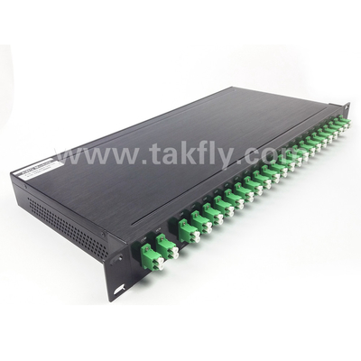 100GHz AWG 40CH DWDM MUX DEMUX ด้วยความสูงไฟเบอร์ -100-0μm และกว้างเคเบิล 0.9mm