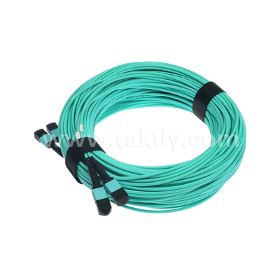 24 คอร์ MTP ทรังเคเบิล ไฟเบอร์ออปติก Jumper สําหรับศูนย์ข้อมูล FTTX PVC ปรับแต่ง