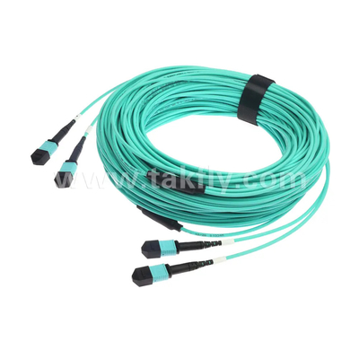 24 คอร์ MTP ทรังเคเบิล ไฟเบอร์ออปติก Jumper สําหรับศูนย์ข้อมูล FTTX PVC ปรับแต่ง