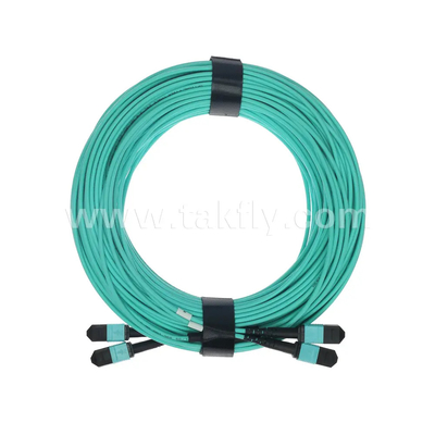 24 คอร์ MTP ทรังเคเบิล ไฟเบอร์ออปติก Jumper สําหรับศูนย์ข้อมูล FTTX PVC ปรับแต่ง