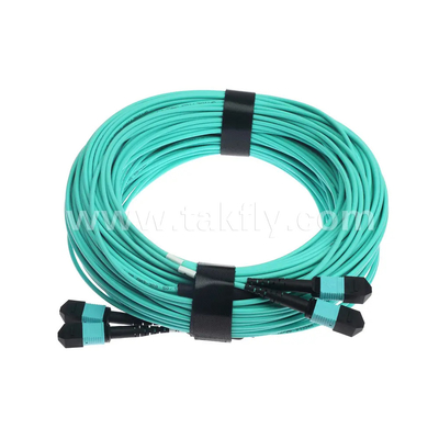 24 คอร์ MTP ทรังเคเบิล ไฟเบอร์ออปติก Jumper สําหรับศูนย์ข้อมูล FTTX PVC ปรับแต่ง