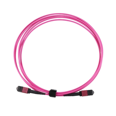 Elite Multimode OM4 50/125, Plenum OFNP ประเภท B MPO Patch Cord 5m 16ft MTP-12 PC หญิง ไปยัง MTP-12 PC หญิง