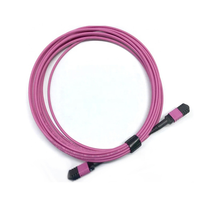 Elite Multimode OM4 50/125 Plenum OFNP ประเภท B MPO Patch Cord 3.0mm Cable 10m 33ft MTP-12 PC เพศหญิงสู่ MTP-12 PC เพศหญิง