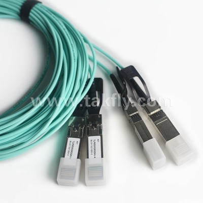 100Gb/s QSFP28 ถึง 4x SFP28 สายไฟฟ้าออปติกที่ทํางาน AOC สายไฟฟ้าส่งข้อมูลอย่างรวดเร็ว
