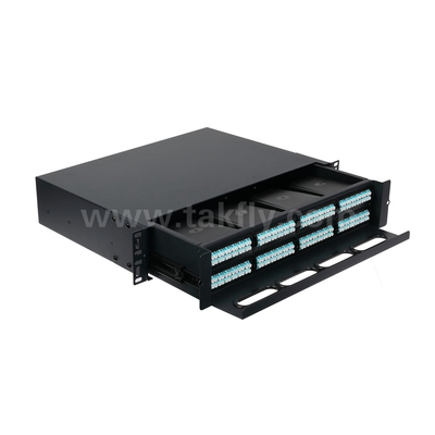 ปรับแต่งไฟเบอร์ออปติก MPO แคสเซ็ต MTP แพทช์แพนล์ แบบเลื่อนสําหรับศูนย์ข้อมูล FTTX