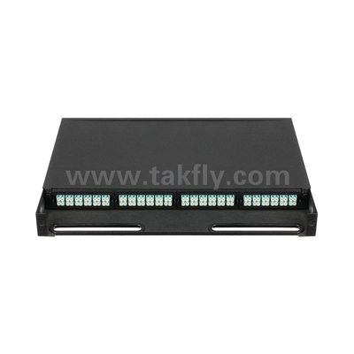 การจัดการแพทช์แพนล MTP MPO แคสเซ็ตไฟเบอร์ออปติกสีดํา สําหรับศูนย์ข้อมูล FTTX