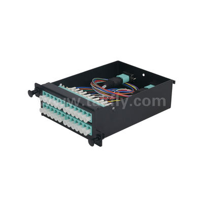 MPO/MTP การจัดการแพทช์แพนล์ คาเซ็ต สับสกัดอลูมิเนียม ประเภทเลื่อน สายไฟเบอร์ออปติกสําหรับศูนย์ข้อมูล FTTX Cabling