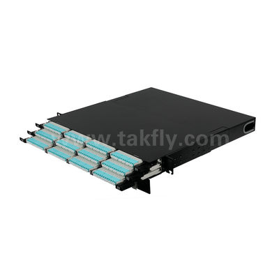 MPO Patch Panel MTP Cassette 144 Core ความหนาแน่นสูงสุด ไฟเบอร์ออปติกสําหรับศูนย์ข้อมูล FTTX