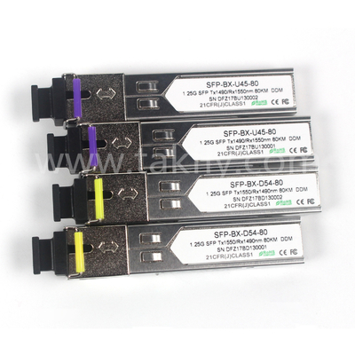 1.25G SFP BIDI Tx1550/Rx1490nm 80KM SMF DDM LC CISCO JUNIPER HUAWEI รองรับ SFP โมดูลตัวถ่ายออปติก