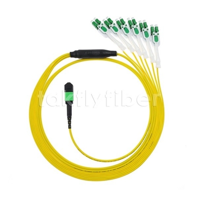 12F MPO-6x LC APC DX Uniboot SM สายพับไฟเบอร์ออปติกด้วยเชือกไนเคิล กว้าง 3.0 มม.
