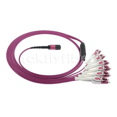 12F MPO/MTP-LC APC DX Uniboot OM4 สายพับไฟเบอร์ออปติกสําหรับศูนย์ข้อมูล -40°C ถึง 85°C