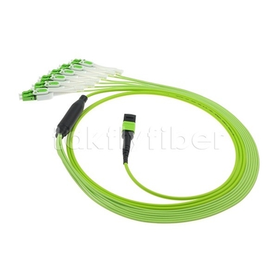 MPO / MTP เพศชายหรือหญิง OM5 สายพับไฟเบอร์ออปติก 12F LC APC DX Uniboot