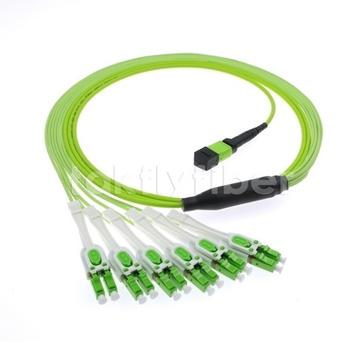 MPO / MTP เพศชายหรือหญิง OM5 สายพับไฟเบอร์ออปติก 12F LC APC DX Uniboot
