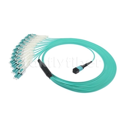 24 F MPO-LC Uniboot OM3 ไฟเบอร์ แพทช์คอร์ด 12x LC DX เหมาะสําหรับเครือข่ายขนาดใหญ่