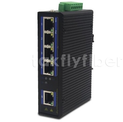 เครื่องปรับเปลี่ยน PoE เกรดอุตสาหกรรม 4 Port 10/100Mbps PoE + 1 Port 10/100Mbps Ethernet