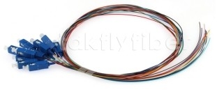 โทรคมนาคมเกรด 0.9mm 12 สี สายไฟเบอร์ออปติก Pigtail กับ SC / UPC Connector ในสีส้ม