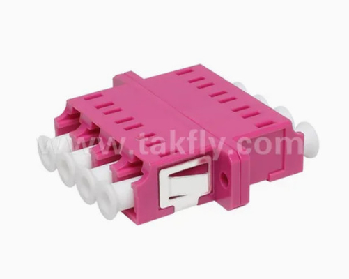 LC Quad APC Upc 4 Core Fiber Optic Adapter พร้อม Flange Simplex และ Duplex Body Style การสูญเสียการใส่ ≤0.2dB