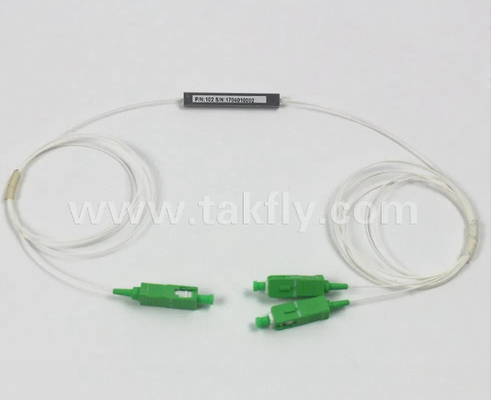 1X2 900um มินิทุ๊บเหล็ก สายไฟเบอร์ออปติก PLC Splitter Module ความน่าเชื่อถือและความมั่นคงสูง