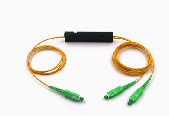 1x2 Single Mode ABS SC PLC Splitter สายไฟเบอร์ออปติก Sc APC 1 ถึง 2 PLC Splitter