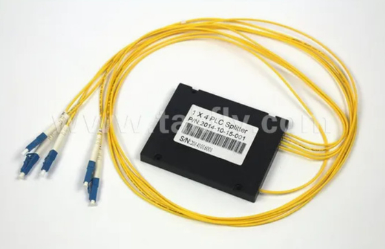 Compact Gpon Epon 1X4 SC APC ABS FTTX สายไฟเบอร์ออปติก PLC Splitter ด้วยความอดทนอุณหภูมิ -40- 85C