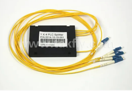 Compact Gpon Epon 1X4 SC APC ABS FTTX สายไฟเบอร์ออปติก PLC Splitter ด้วยความอดทนอุณหภูมิ -40- 85C