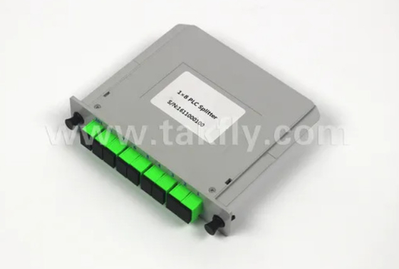 1*8 Single Mode G657A1 Fiber Casette Type LGX PLC Splitter พร้อมเครื่องเชื่อม Sc/APC ความน่าเชื่อถือและความมั่นคงสูง