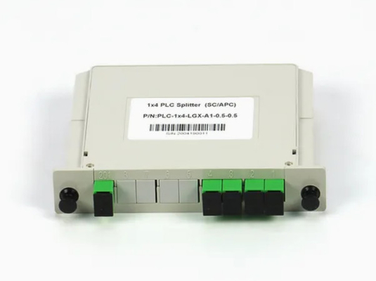 1x4 FTTX Gpon Fiber Casette ประเภท LGX PLC Splitter พร้อมเครื่องเชื่อม Sc/APC ความน่าเชื่อถือและความมั่นคงสูง
