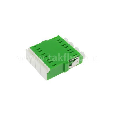 4 Port ความหนาแน่นสูง LC/APC Quad Type ภายใน Shutter Adapter Single Mode OS2, สีเขียวไม่มี Flange สําหรับเครือข่าย