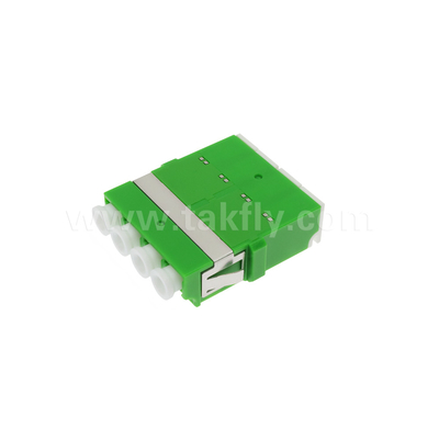 4 Port ความหนาแน่นสูง LC/APC Quad Type ภายใน Shutter Adapter Single Mode OS2, สีเขียวไม่มี Flange สําหรับเครือข่าย