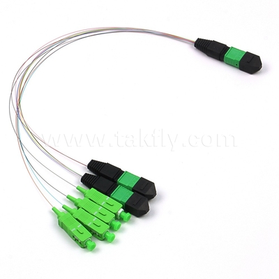 ความสูญเสียการใส่ที่ต่ํา MPO MTP สายเชื่อมไฟเบอร์ออปติก มาตรฐาน ≤0.35/0.7 แบบ / แลกเปลี่ยนสูงสุด ≤ 0.2dB ความยาว เป็นต้น