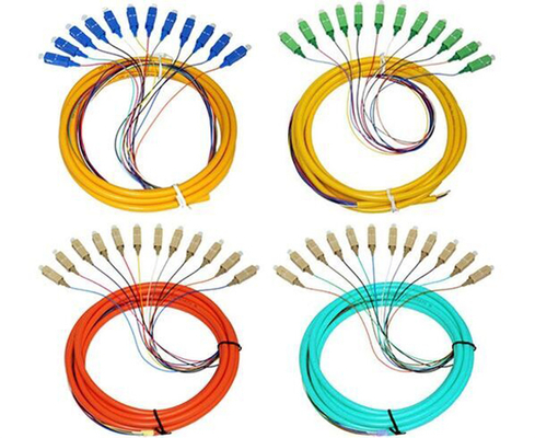 สายไฟเบอร์ออปติก OM3 12 คอร์ แบบหางเปีย LSZH Jacket 0.9mm SC FC ST LC