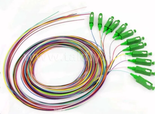 สายไฟเบอร์ออปติก OM3 12 คอร์ แบบหางเปีย LSZH Jacket 0.9mm SC FC ST LC