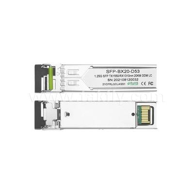 SFP 1.25gbps 20km LC Reach Tx1310nm/Rx1550nm Bi-Directional Optical Transceiver สำหรับศูนย์ข้อมูล FTTX