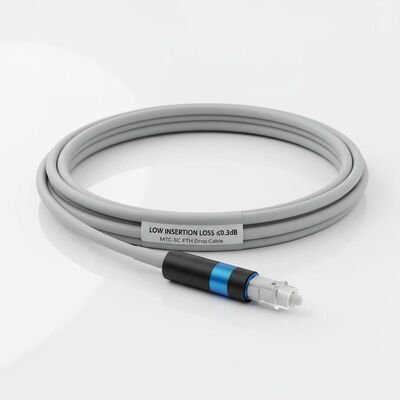สายไฟเบอร์ออปติกแบบ Drop Cable FTTH MTC-SC แบบยืดหยุ่น Pushable Bullet ขนาด 3.0 มม. และการสูญเสียสัญญาณต่ำ ≤0.3dB