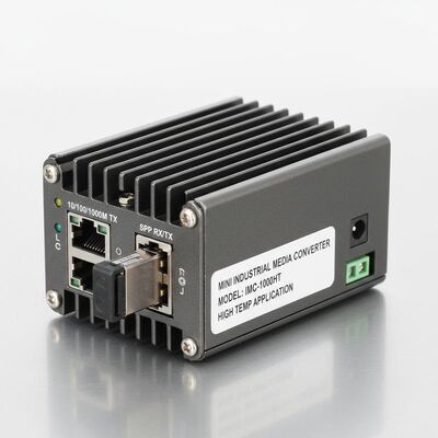 10/100/1000M Mini Industrial Media Converter พร้อมพอร์ต SFP สำหรับการใช้งานที่อุณหภูมิสูง