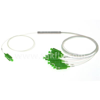 PLC Splitter 1 * N Steel Tube SC APC/UPC 0.9 มิลลิเมตร สายไฟเบอร์ออปติกสําหรับศูนย์ข้อมูล โทรคมนาคม FTTX