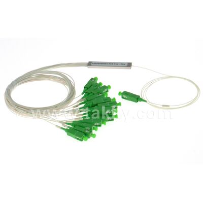 PLC Splitter 1 * N Steel Tube SC APC/UPC 0.9 มิลลิเมตร สายไฟเบอร์ออปติกสําหรับศูนย์ข้อมูล โทรคมนาคม FTTX