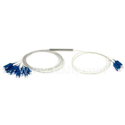 Fiber Optic PLC Splitter 2*N Steel Tube SC APC/UPC 0.9mm สำหรับ Data Center Telecom FTTX