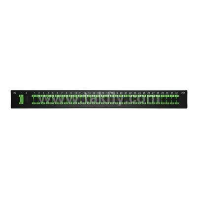 สปลิตเตอร์ไฟเบอร์ออปติก PLC แบบติดตั้งบนแร็ค ซิงเกิลโหมด G657A SC APC/UPC สำหรับศูนย์ข้อมูล โทรคมนาคม FTTx