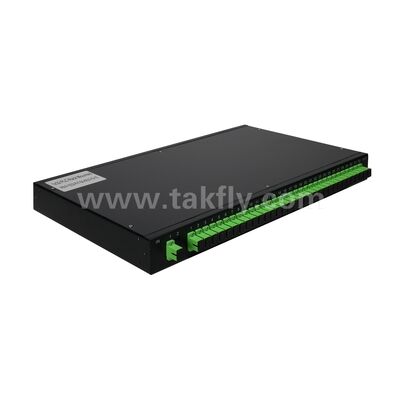 สปลิตเตอร์ไฟเบอร์ออปติก PLC แบบติดตั้งบนแร็ค ซิงเกิลโหมด G657A SC APC/UPC สำหรับศูนย์ข้อมูล โทรคมนาคม FTTx