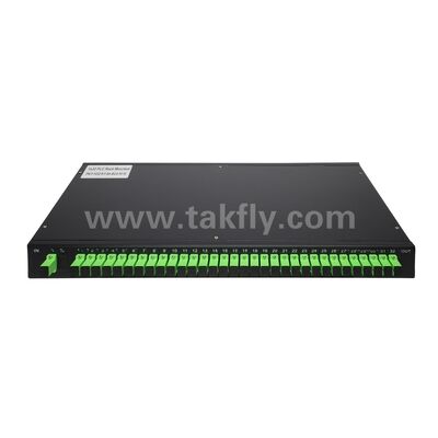 สปลิตเตอร์ไฟเบอร์ออปติก PLC แบบติดตั้งบนแร็ค ซิงเกิลโหมด G657A SC APC/UPC สำหรับศูนย์ข้อมูล โทรคมนาคม FTTx