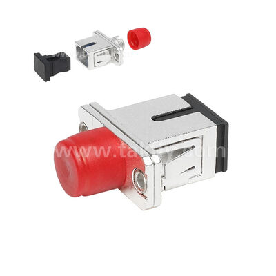 FC-SC Coupler Simplex Metal Hybrid Adapter ไฟเบอร์ออปติกตัวเมีย/ตัวเมียสำหรับศูนย์ข้อมูลโทรคมนาคม FTTX
