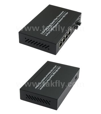 2.5G 2 Port Fiber 4 Port Copper Ethernet Switch พร้อม 10G Uplink และ Fanless Metal Housing สําหรับการขยายเครือข่ายความเร็วสูง