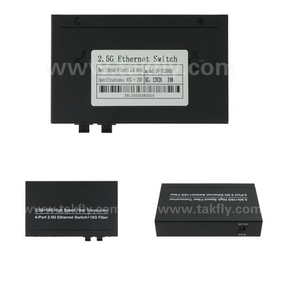 2.5G 2 Port Fiber 4 Port Copper Ethernet Switch พร้อม 10G Uplink และ Fanless Metal Housing สําหรับการขยายเครือข่ายความเร็วสูง